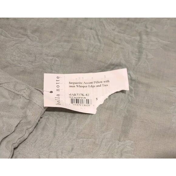 Bella Notte MARQUERITE Accent Pillow Linen‎ Whisper Edge & Ties, Eucalyptus NEW - Picture 3 of 5